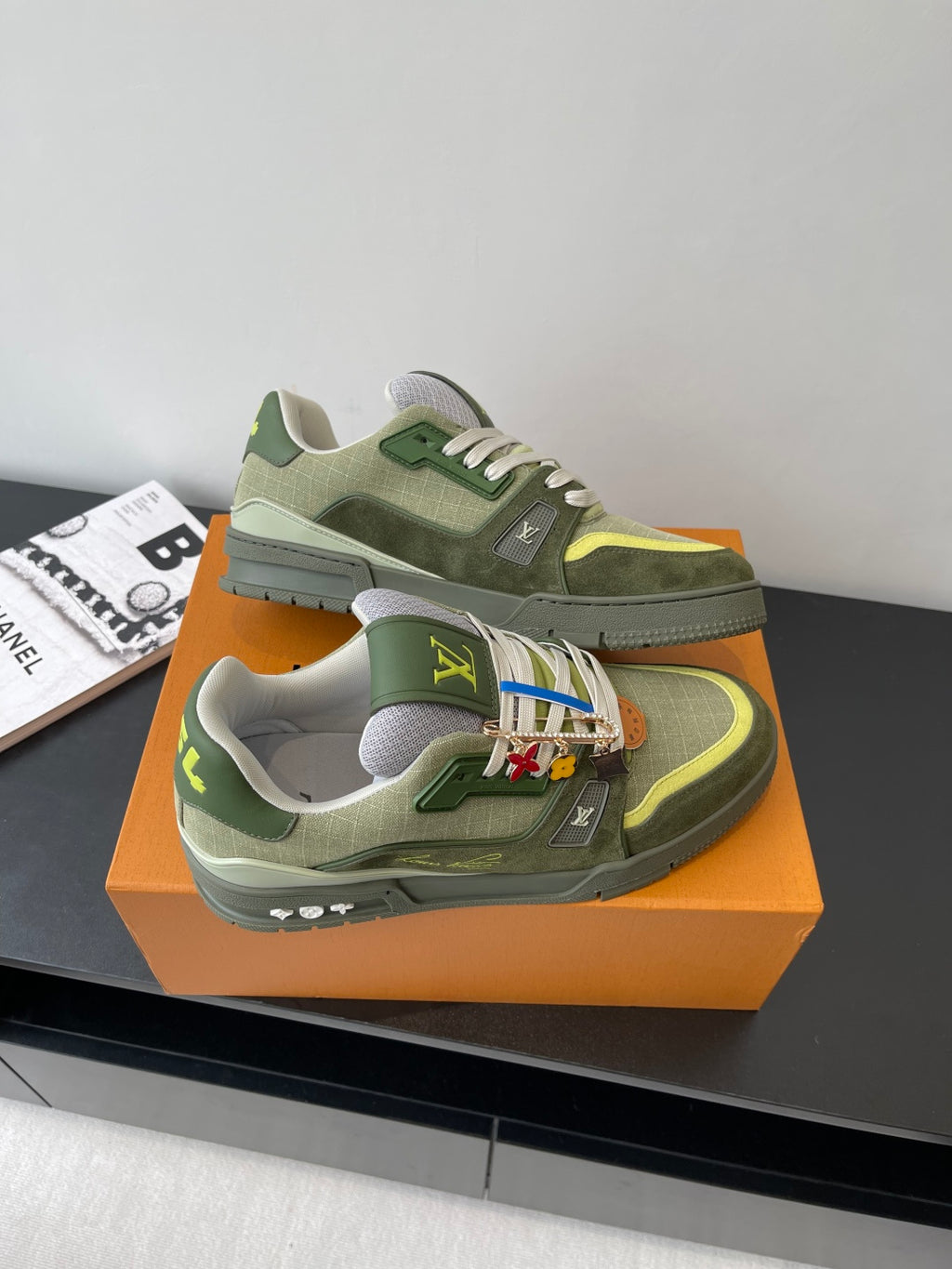 LV Trainer Sneaker 'Khaki Green Monogram Charms'