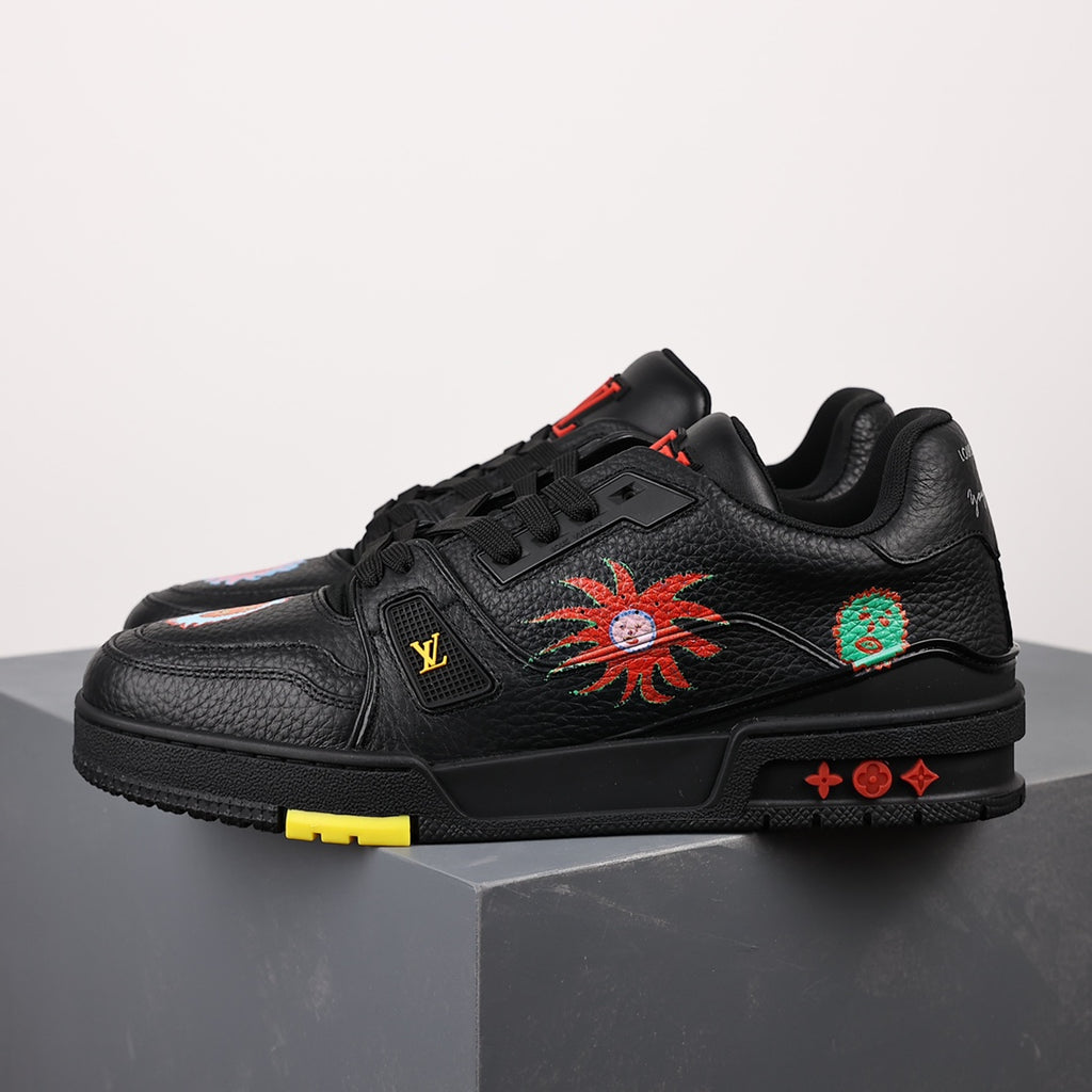 LV Trainer Sneaker 'Yayoi Kusama Black Embroidered Faces'