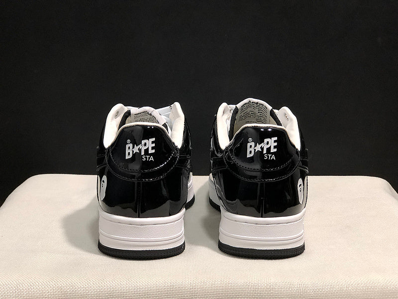 Bapesta Low 'Patent Leather Black White'