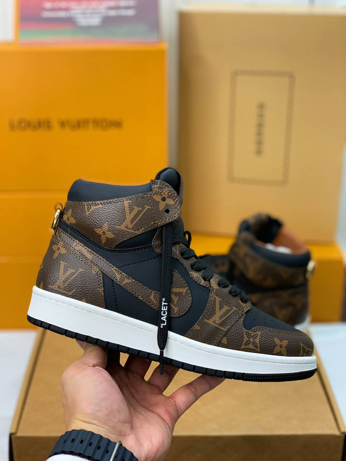 LV x Nike AJ1 High 'Monogram Brown'