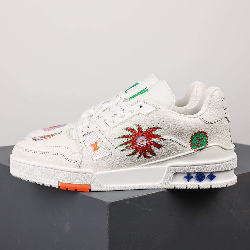LV Trainer Sneaker 'Yayoi Kusama White Embroidered Faces'