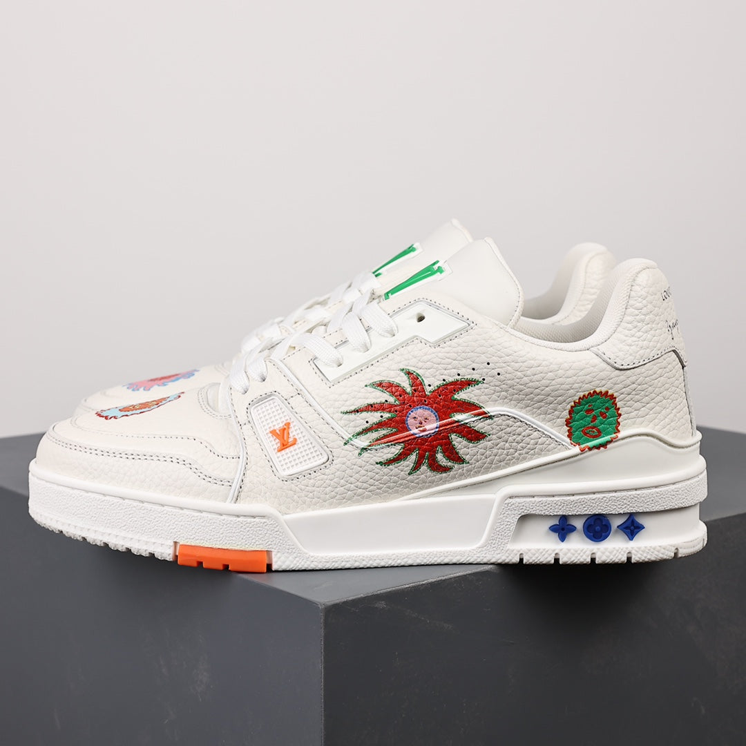 LV Trainer Sneaker 'Yayoi Kusama White Embroidered Faces'
