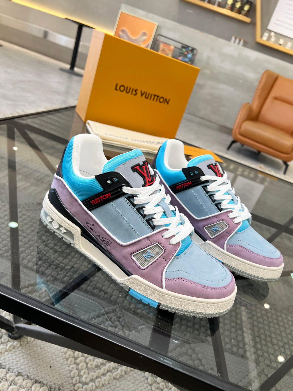 LV Trainer Sneaker 'Cyan Light Purple'