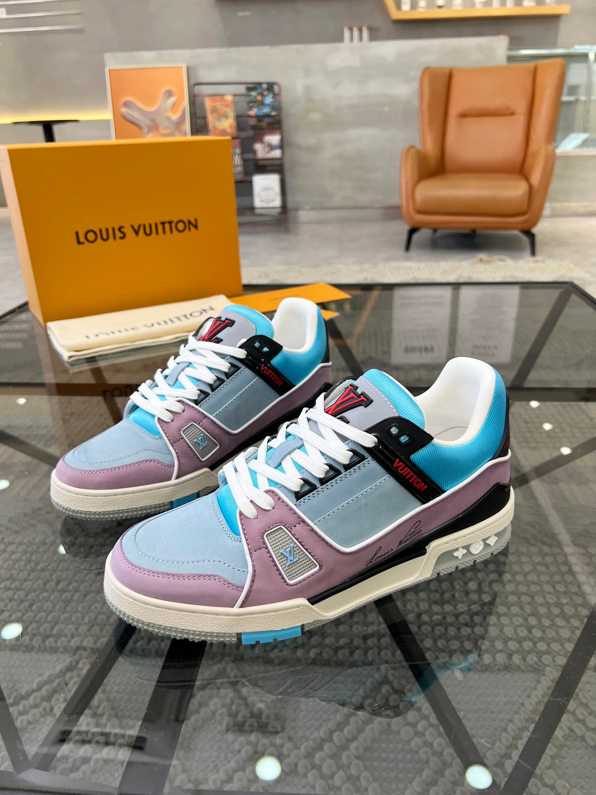 LV Trainer Sneaker 'Cyan Light Purple'
