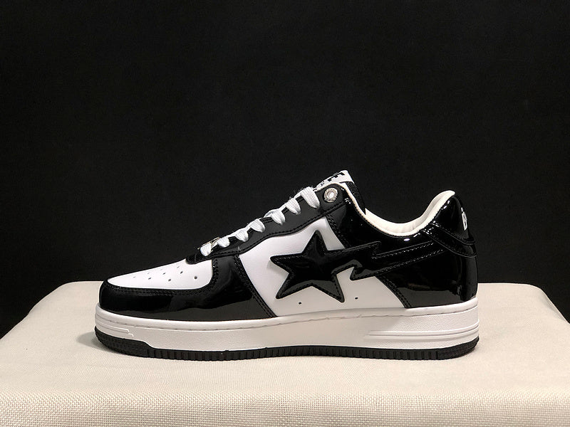 Bapesta Low 'Patent Leather Black White'