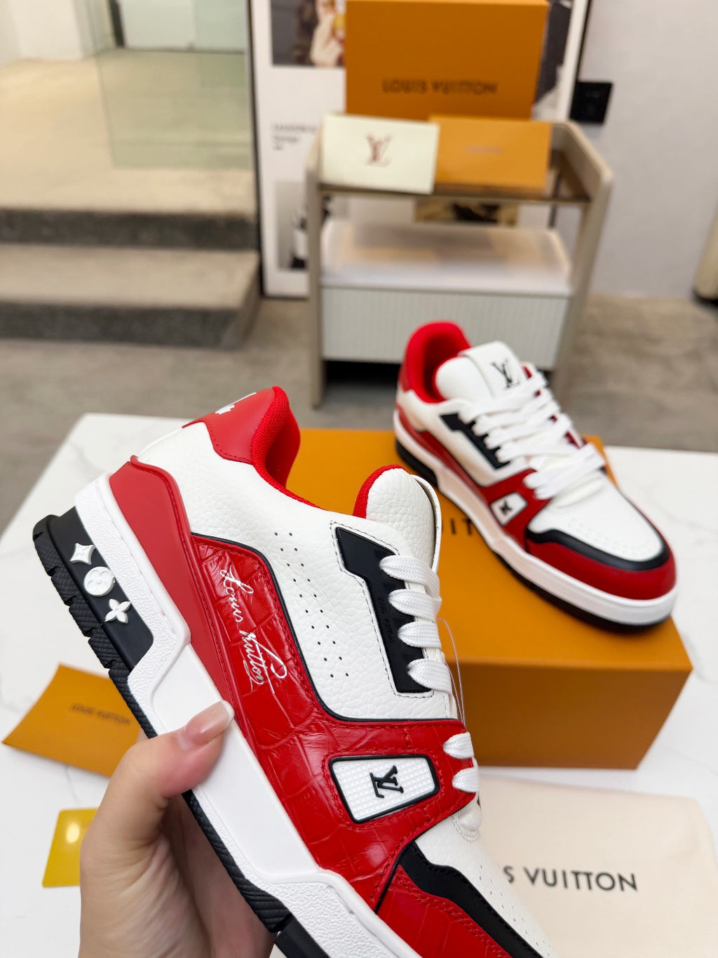 LV Trainer Sneaker 'White Red Black'