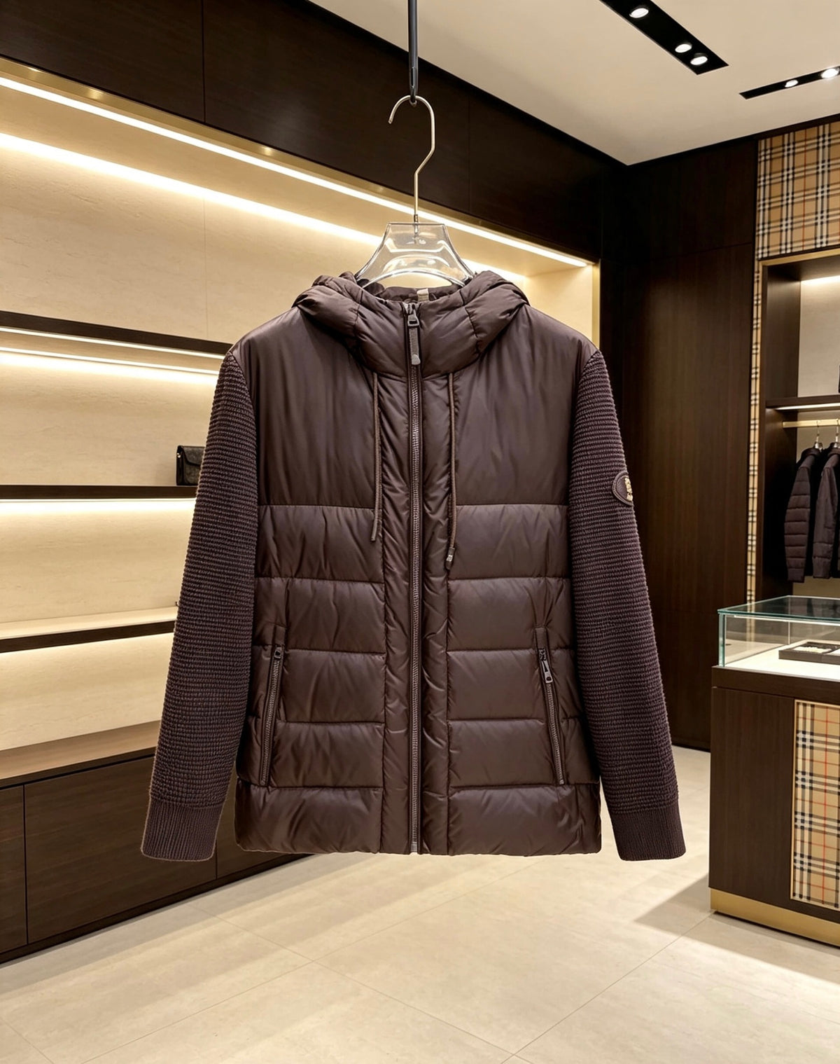 Moncler Wool & Down Hybrid Jacket - Dark Brown
