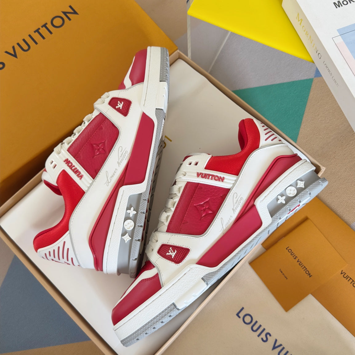 LV Trainer Sneaker 'Monogram Flower Red White'