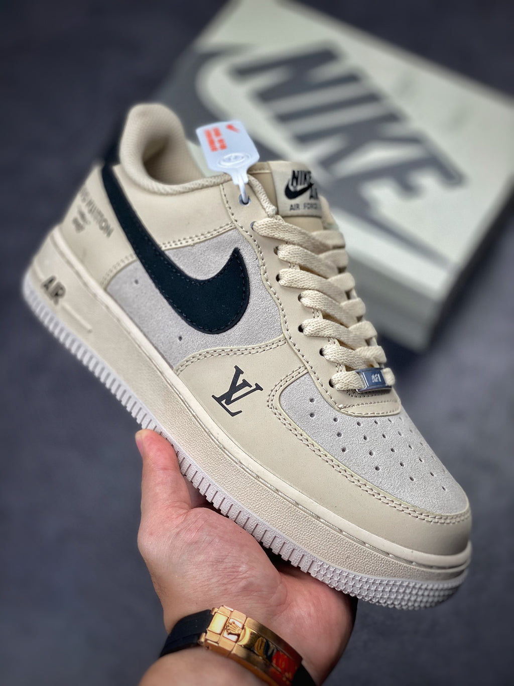 LV x Nike AF1 'Sail Black'