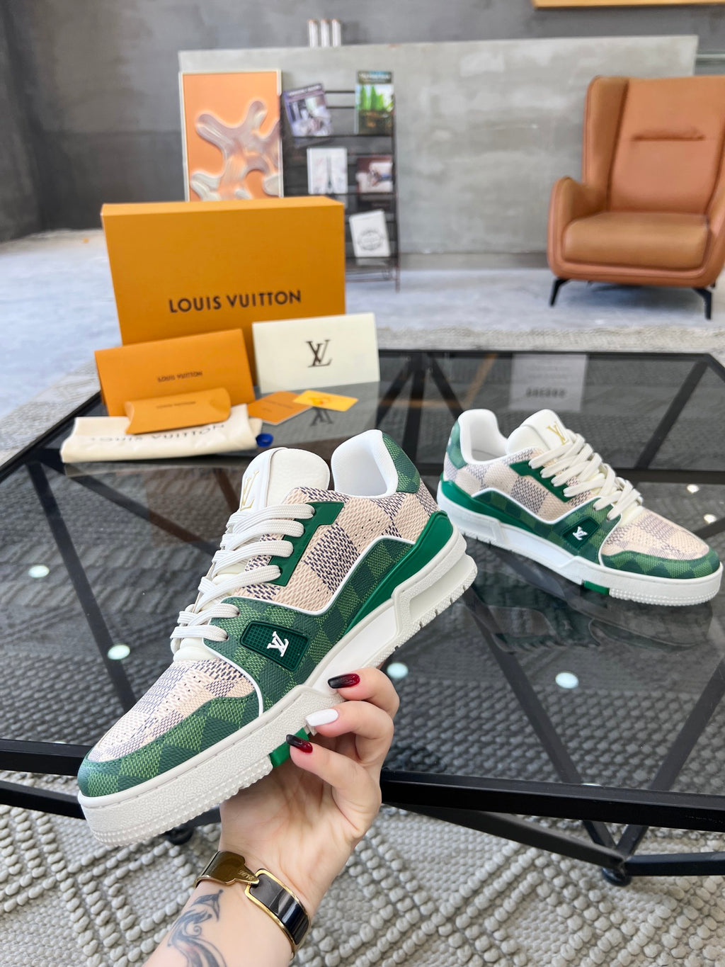 LV Trainer Sneaker 'Damier Pop Green'