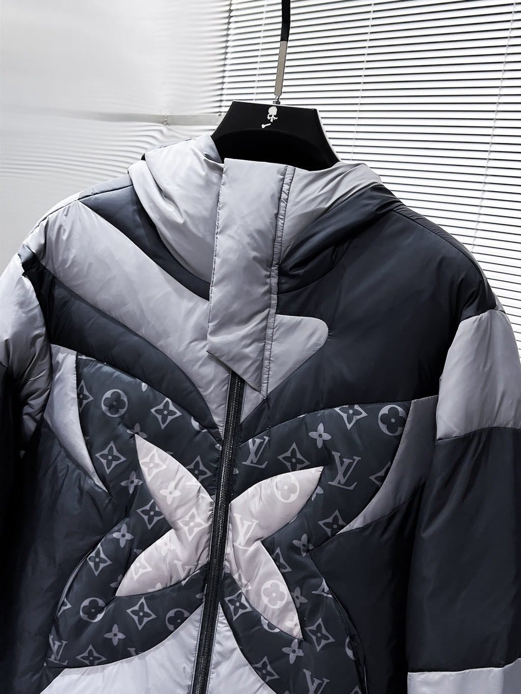 Louis Vuitton Patchwork Butterfly Puffer Jacket Black & Grey