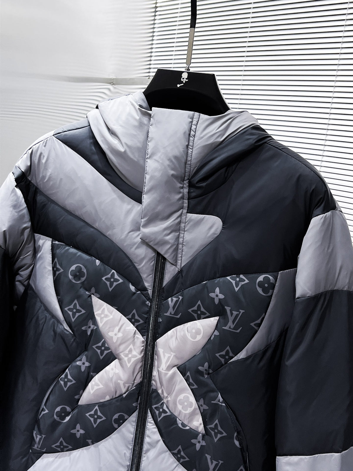 Louis Vuitton Patchwork Butterfly Puffer Jacket Black & Grey
