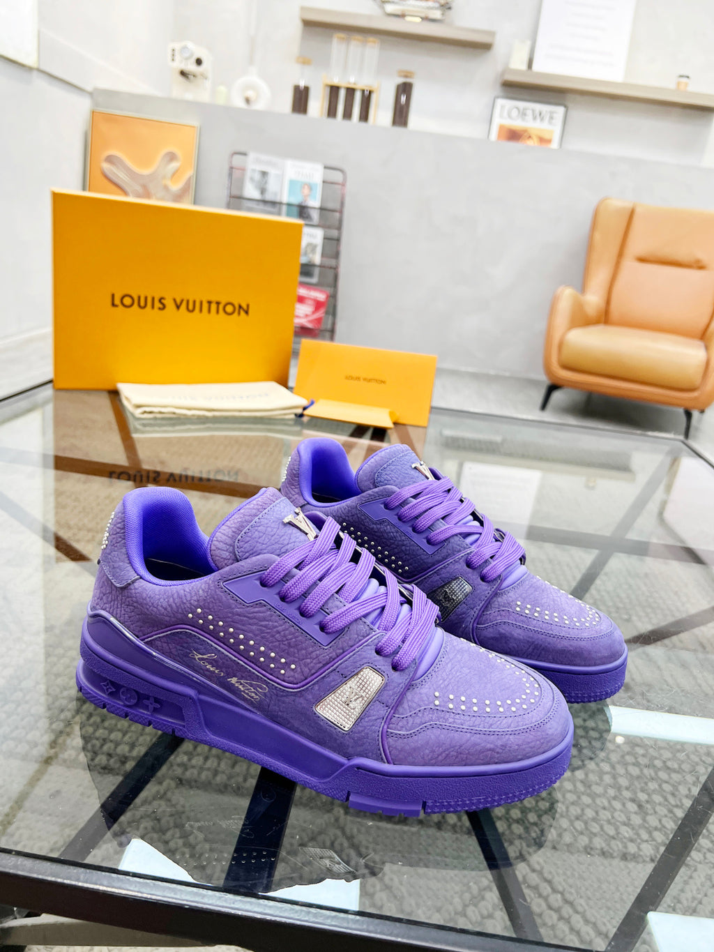LV Trainer Sneaker Suede Strass 'Violet'