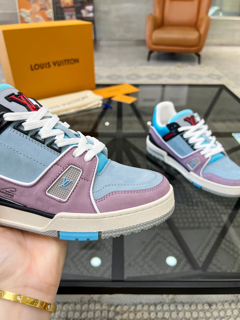 LV Trainer Sneaker 'Cyan Light Purple'