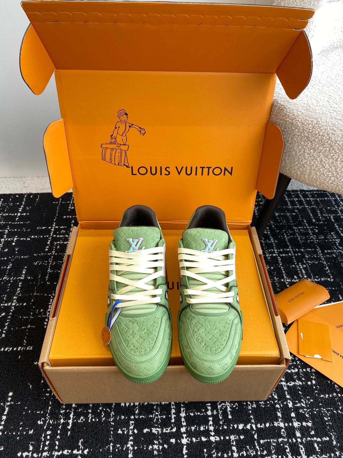 LV Trainer Sneaker 'Monogram Embossed Green Pink'