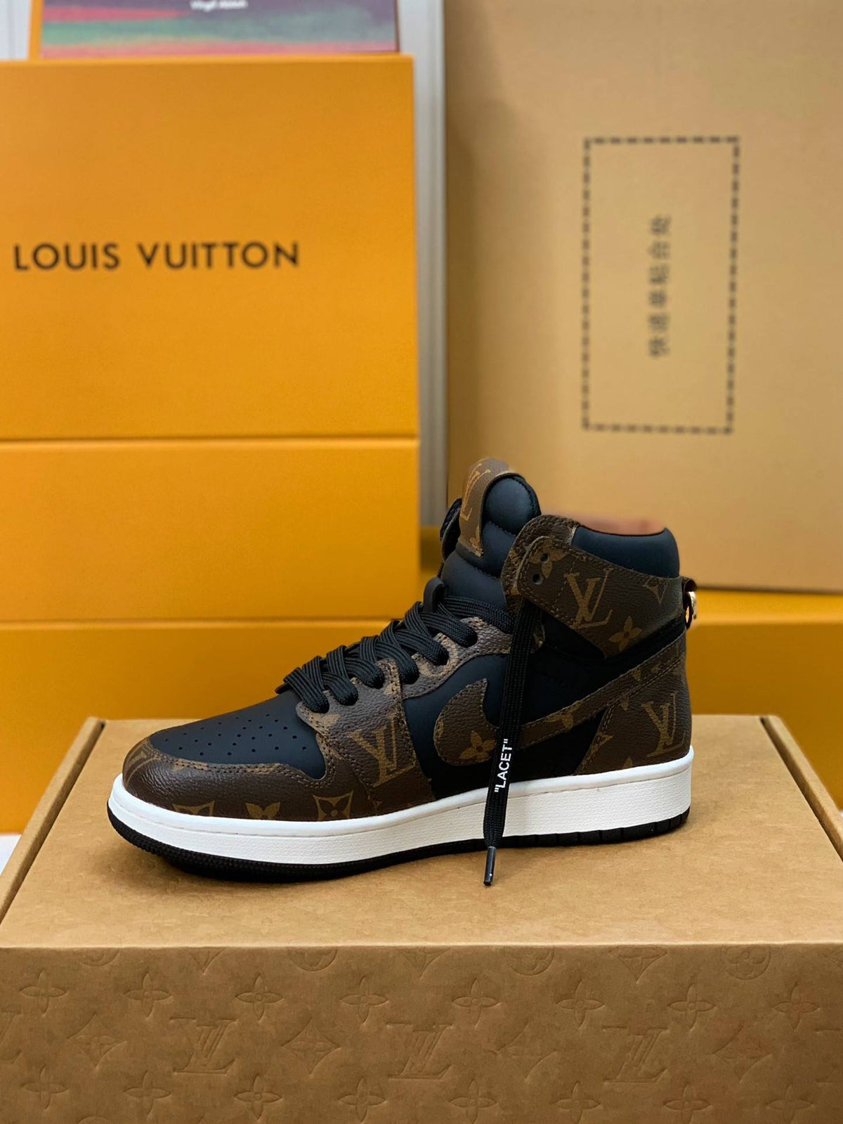 LV x Nike AJ1 High 'Monogram Brown'