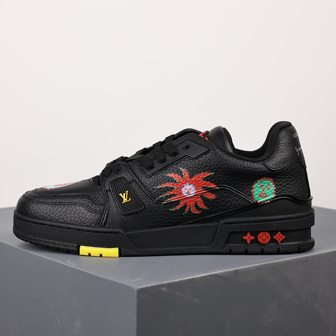 LV Trainer Sneaker 'Yayoi Kusama Black Embroidered Faces'