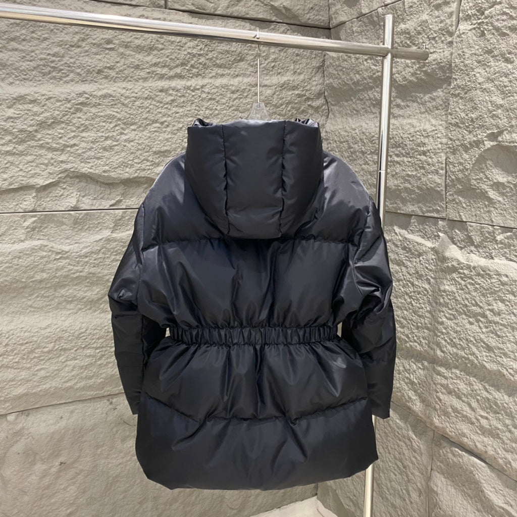 Prada Cinched Waist Hooded Down Jacket