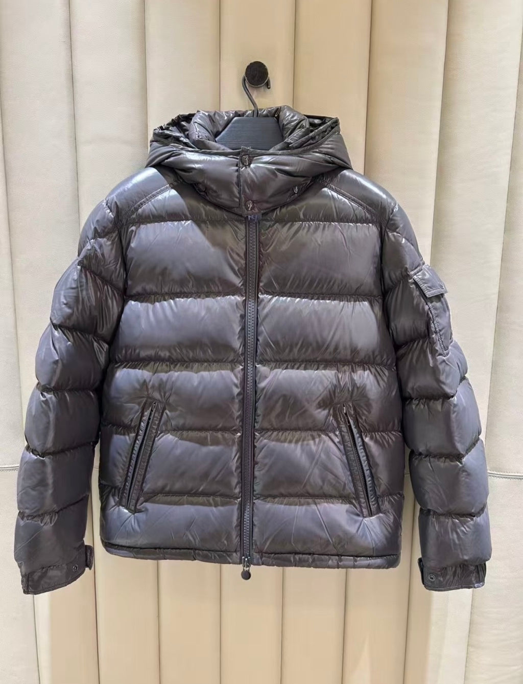 Moncler Maya Short Down Jacket - Shiny Grey