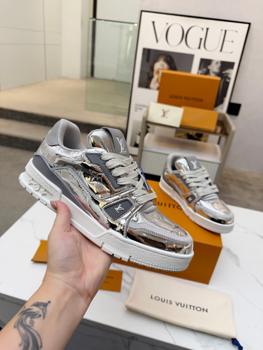 LV Trainer Sneaker 'Metallic Silver Monogram'