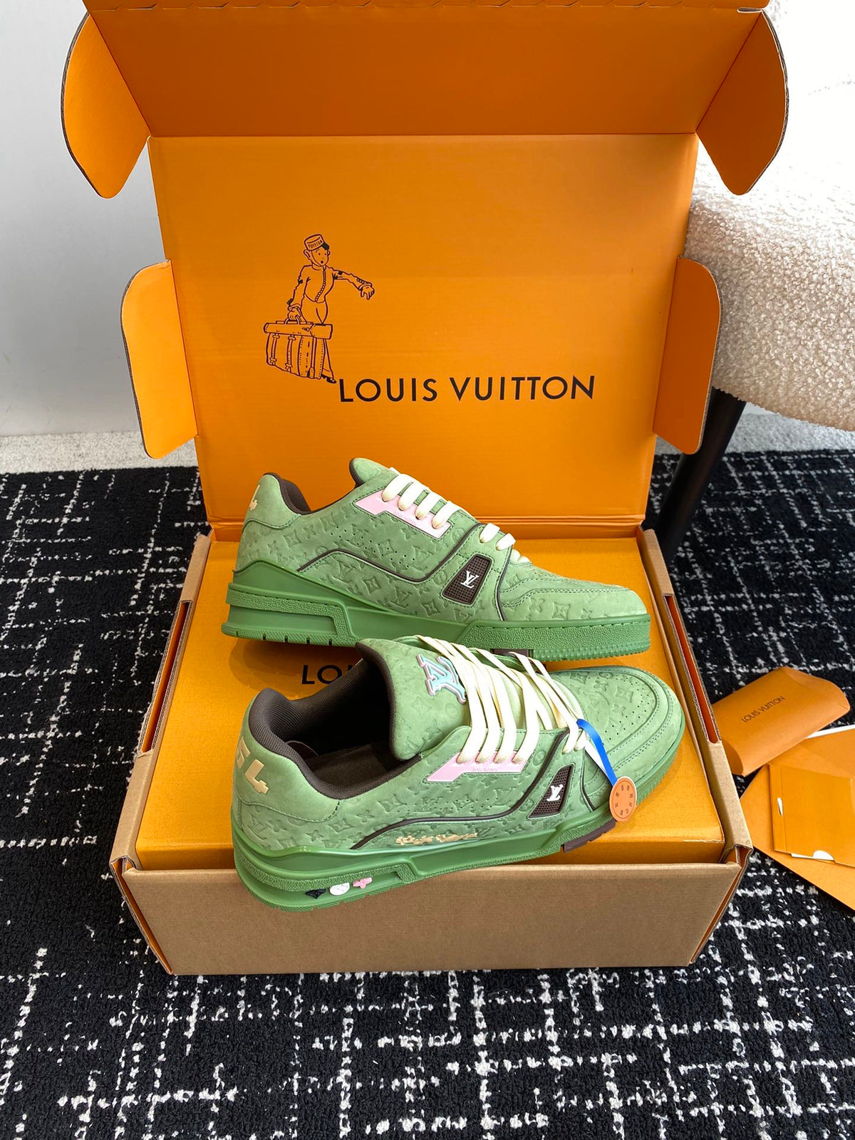 LV Trainer Sneaker 'Monogram Embossed Green Pink'