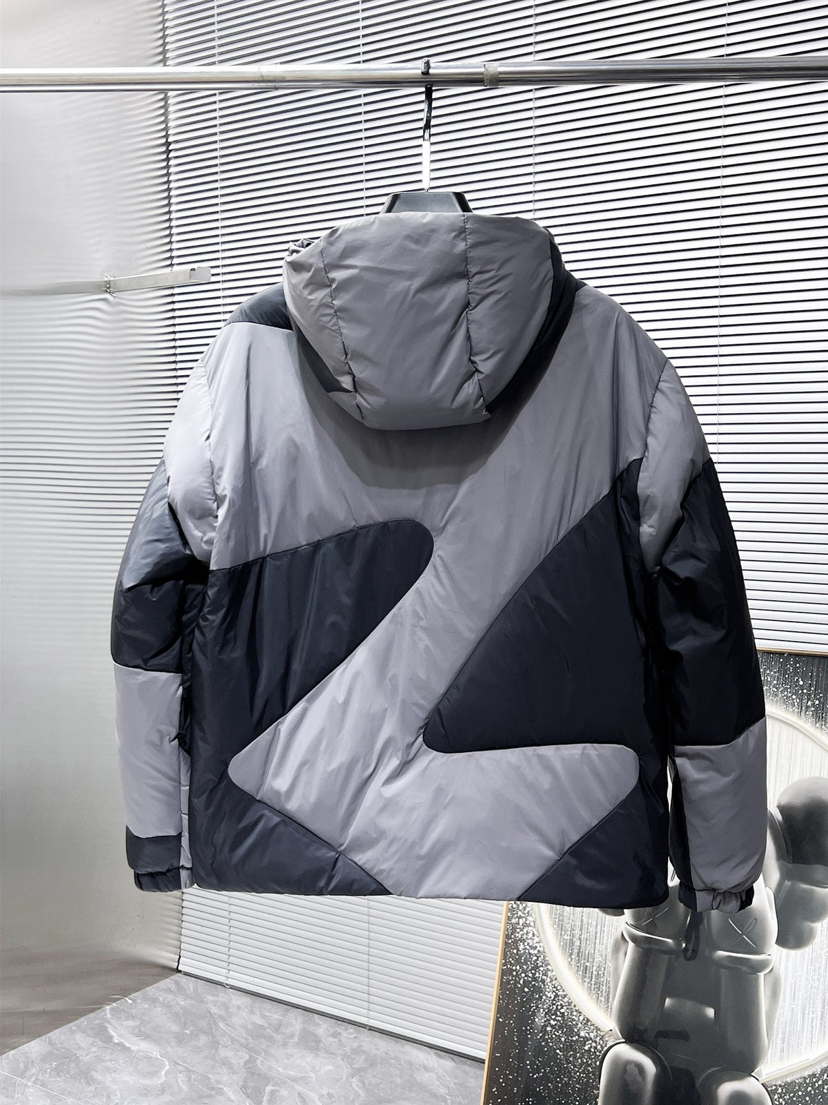 Louis Vuitton Patchwork Butterfly Puffer Jacket Black & Grey