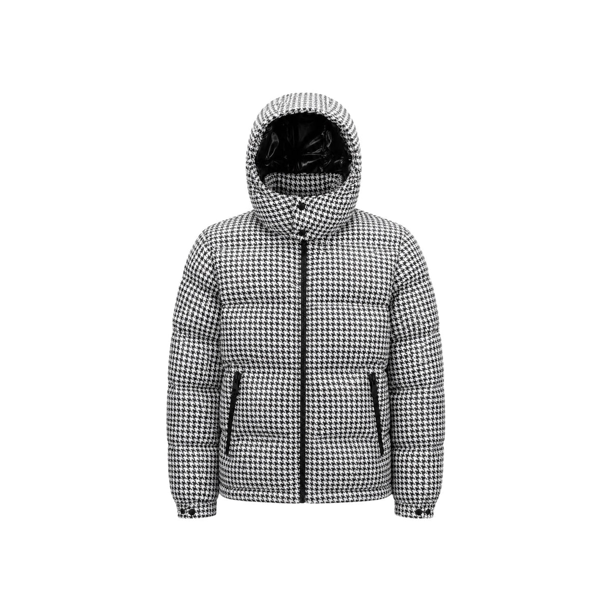 Moncler Houndstooth Hooded Down Jacket