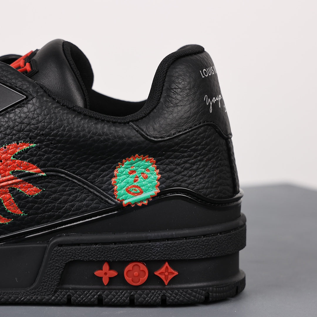LV Trainer Sneaker 'Yayoi Kusama Black Embroidered Faces'