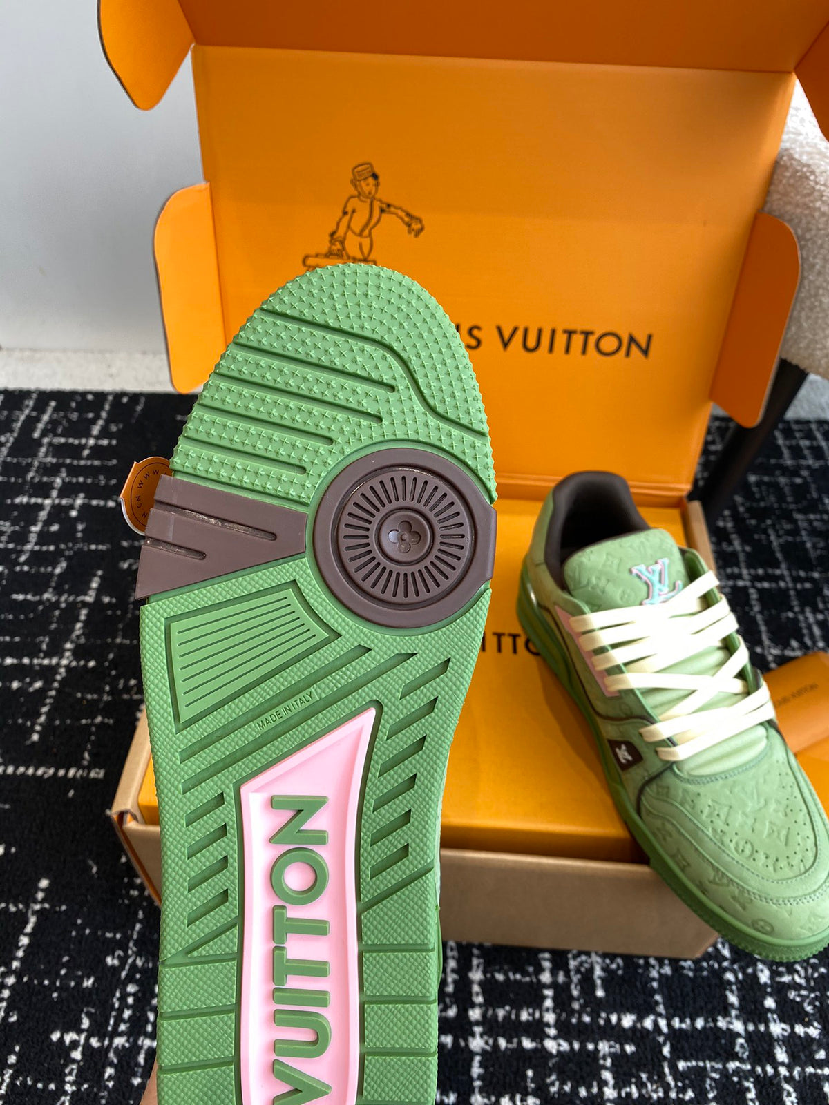 LV Trainer Sneaker 'Monogram Embossed Green Pink'