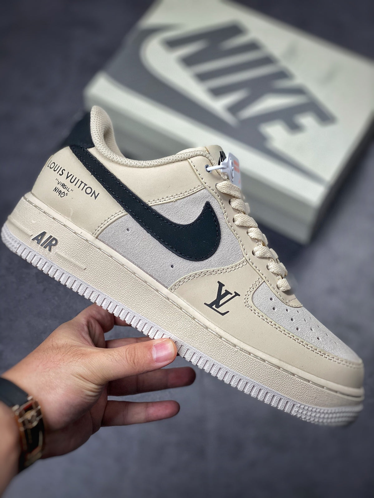 LV x Nike AF1 'Sail Black'