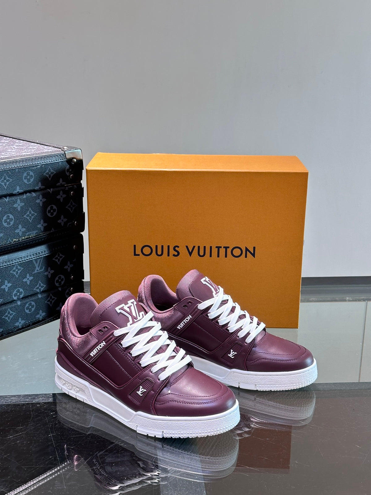 LV Trainer Sneaker 'Monogram Leather Bordeaux'