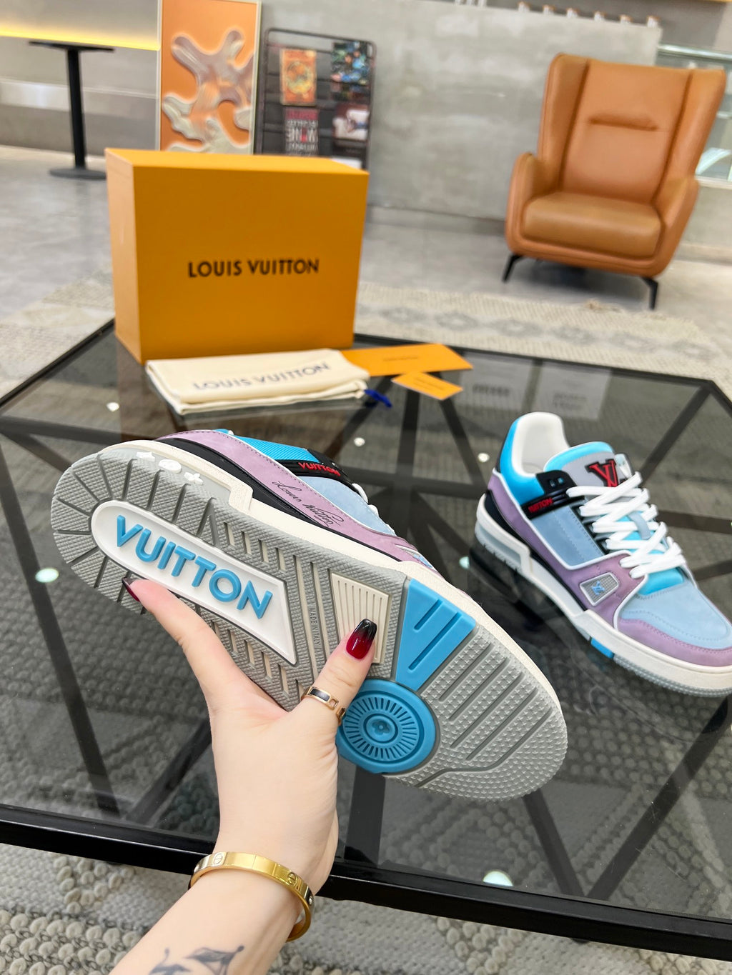 LV Trainer Sneaker 'Cyan Light Purple'