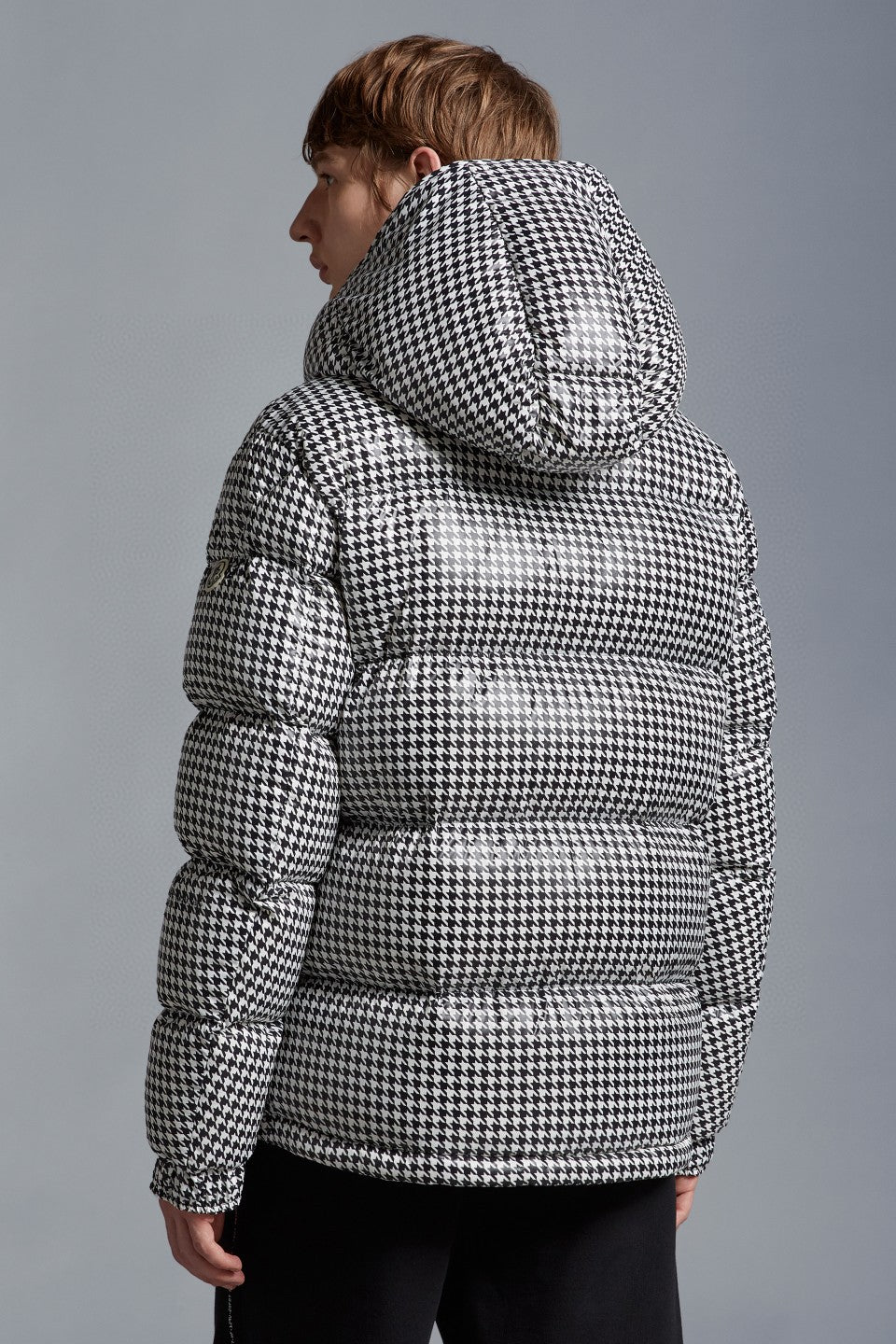 Moncler Houndstooth Hooded Down Jacket