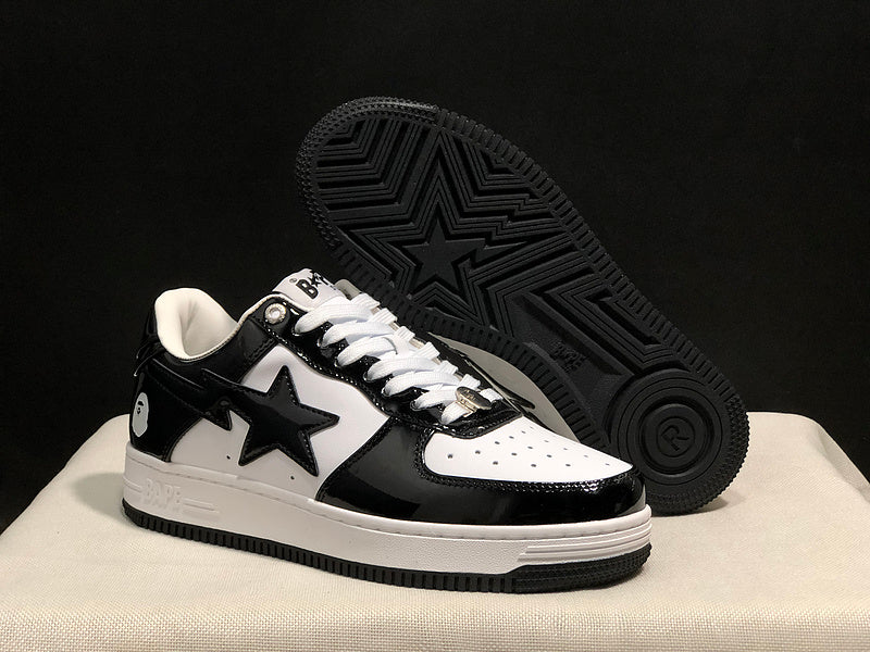 Bapesta Low 'Patent Leather Black White'