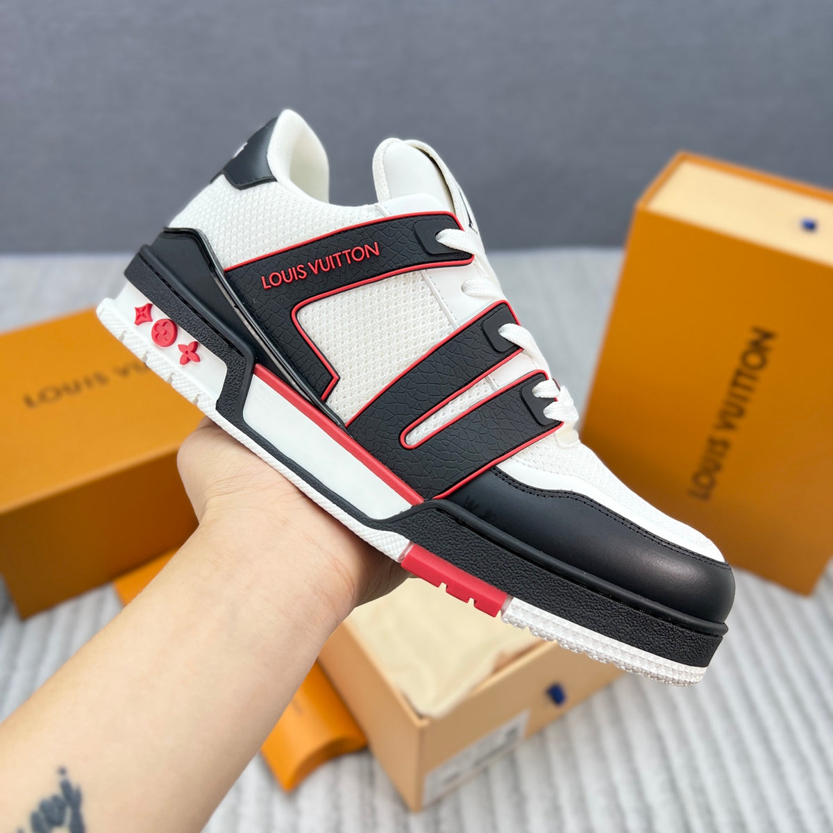 LV Trainer Sneaker 'Mesh White Black Red 54'