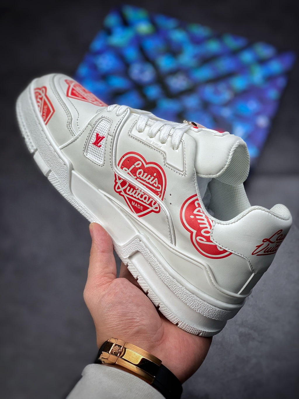 LV Trainer Sneaker 'LV Made Heart White Red'
