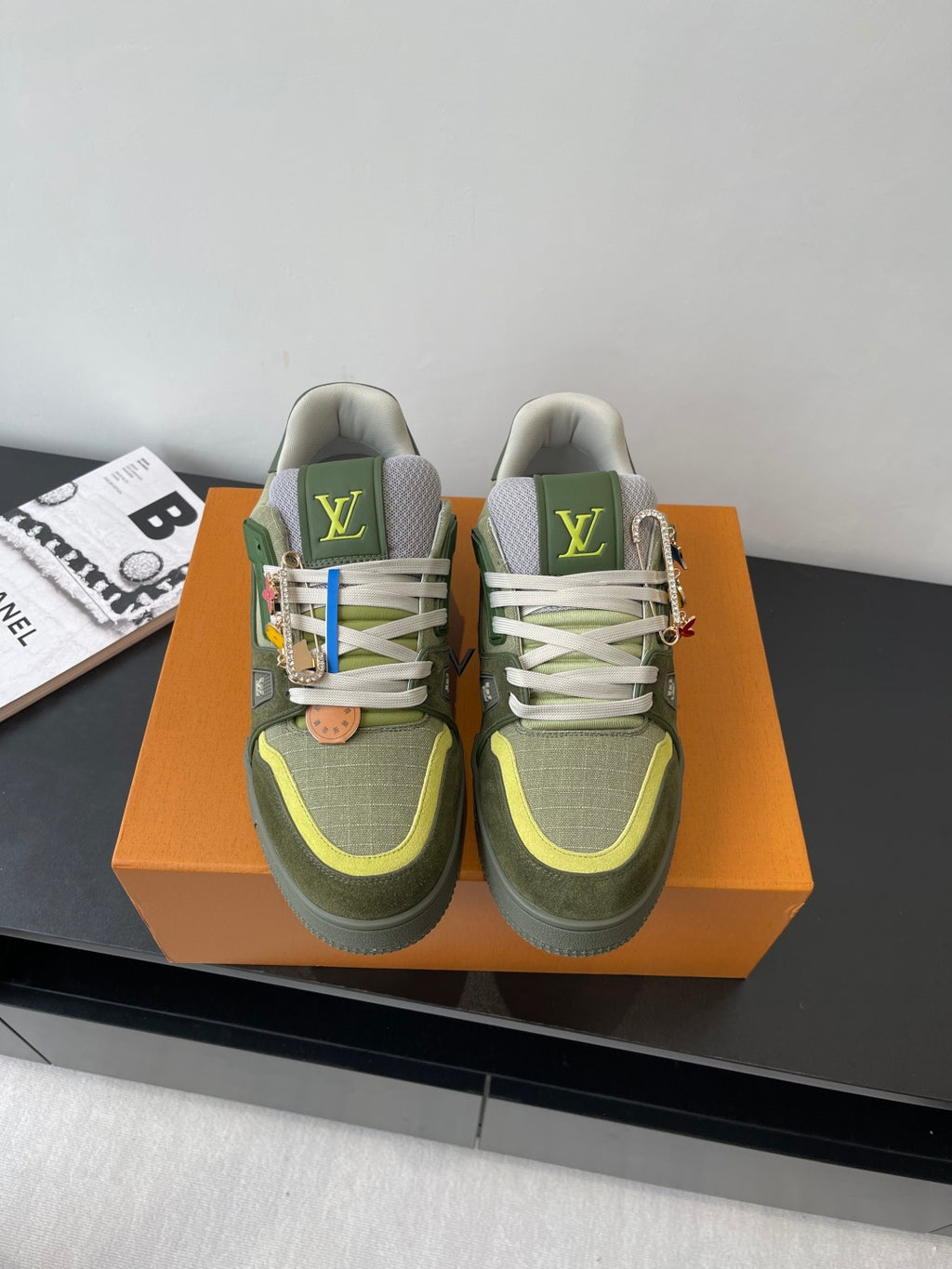 LV Trainer Sneaker 'Khaki Green Monogram Charms'