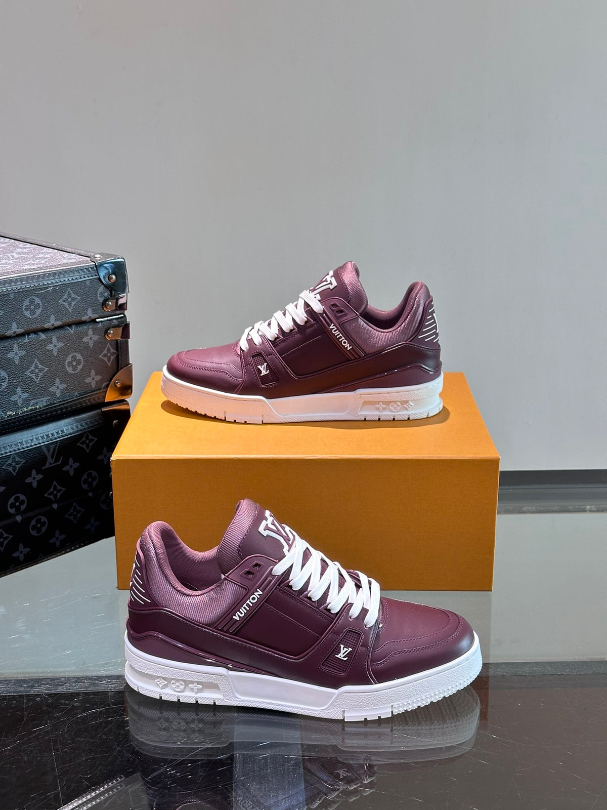 LV Trainer Sneaker 'Monogram Leather Bordeaux'