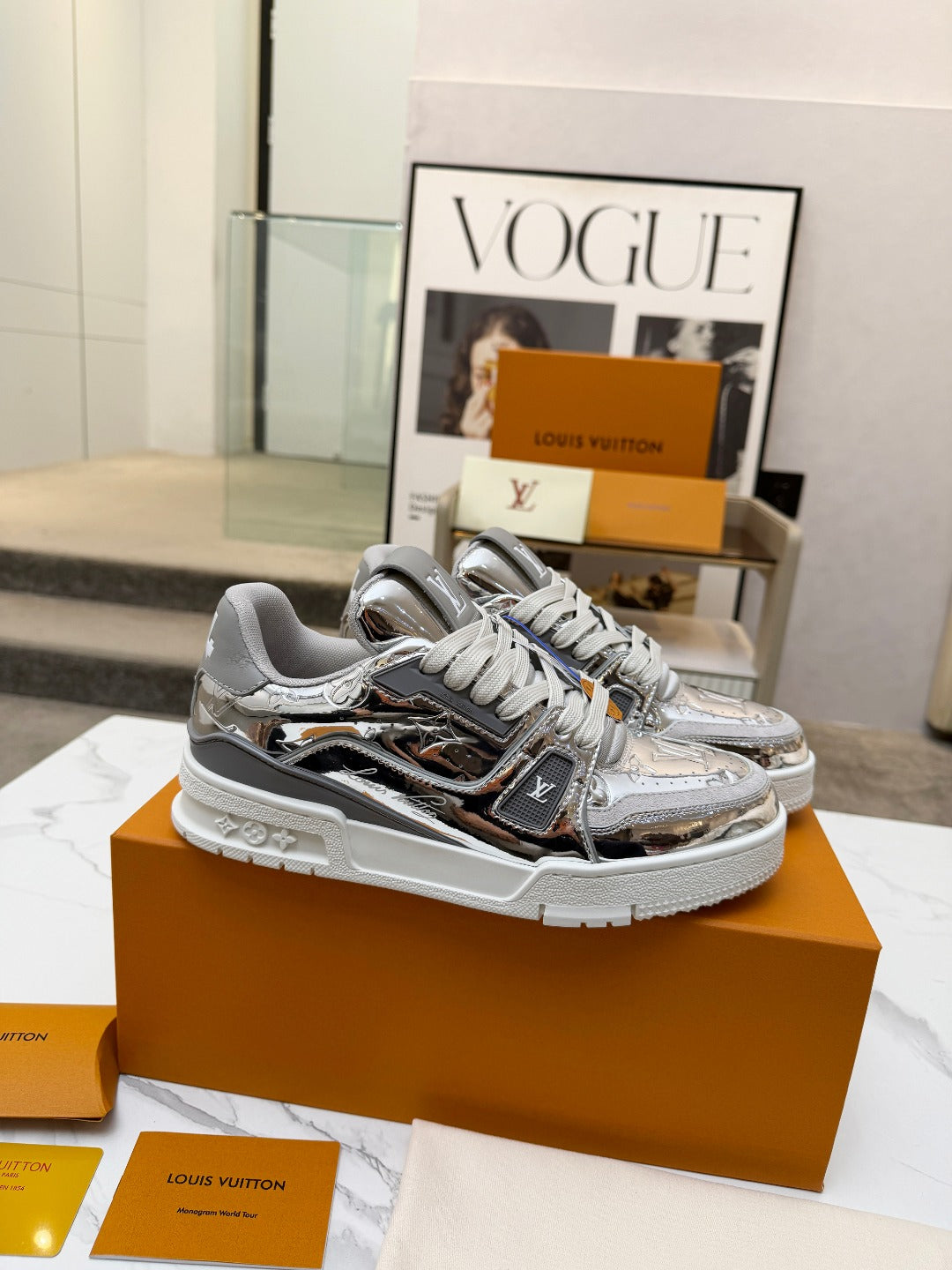 LV Trainer Sneaker 'Metallic Silver Monogram'