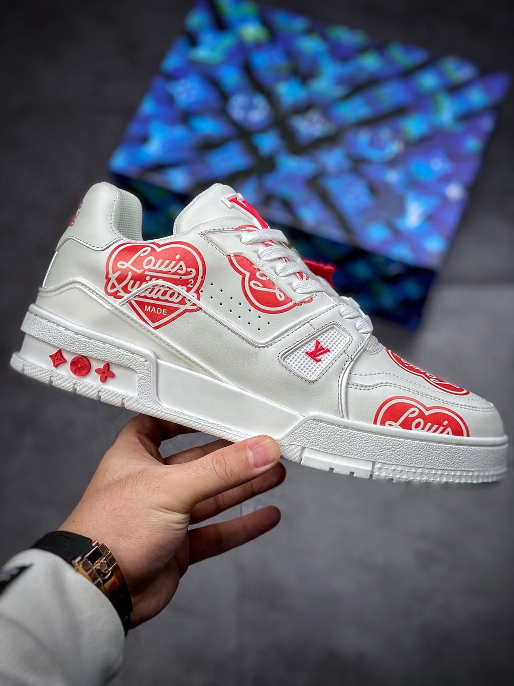 LV Trainer Sneaker 'LV Made Heart White Red'
