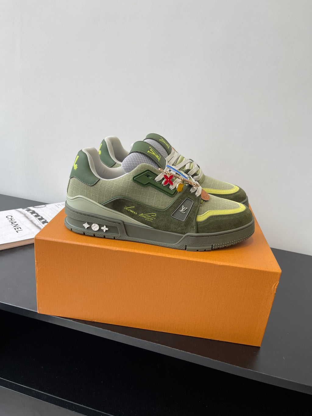 LV Trainer Sneaker 'Khaki Green Monogram Charms'