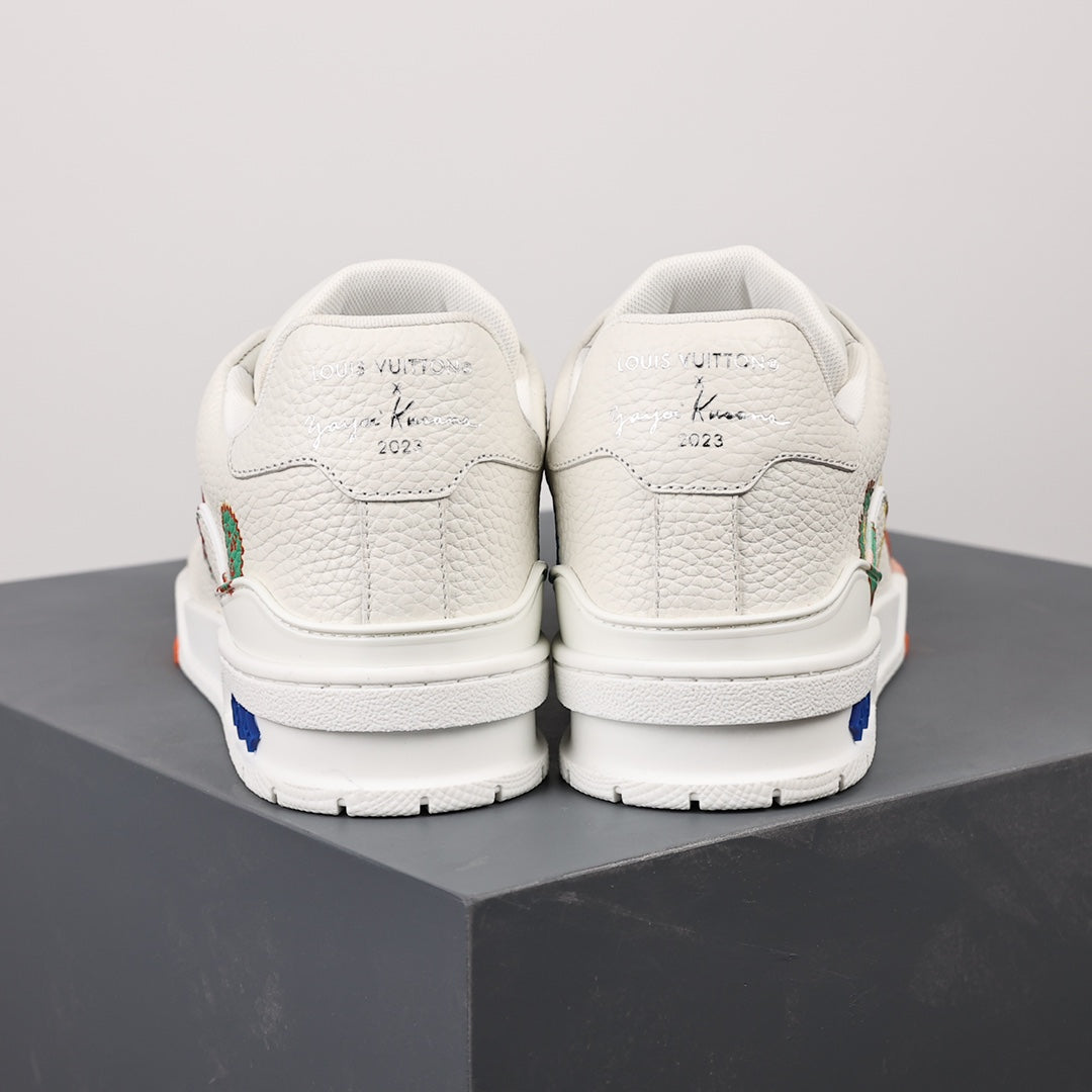 LV Trainer Sneaker 'Yayoi Kusama White Embroidered Faces'