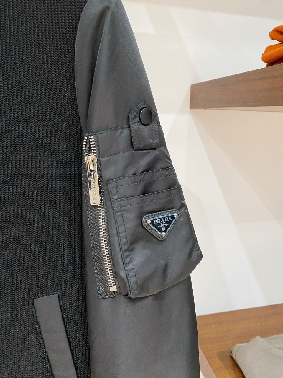 Prada Re-Nylon Bomber Jacket Black