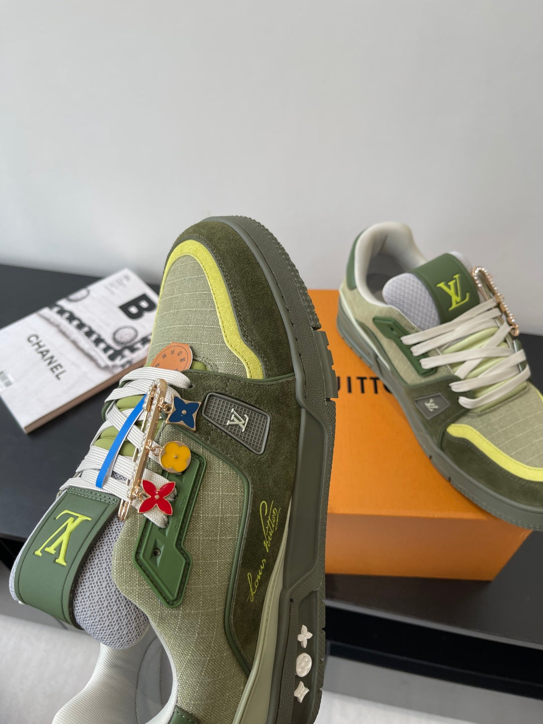 LV Trainer Sneaker 'Khaki Green Monogram Charms'