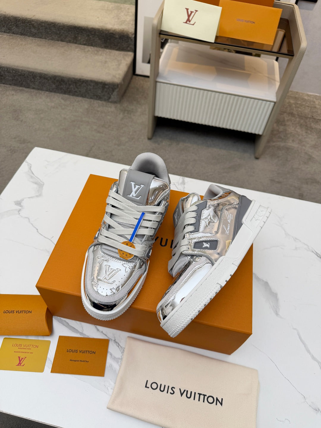 LV Trainer Sneaker 'Metallic Silver Monogram'