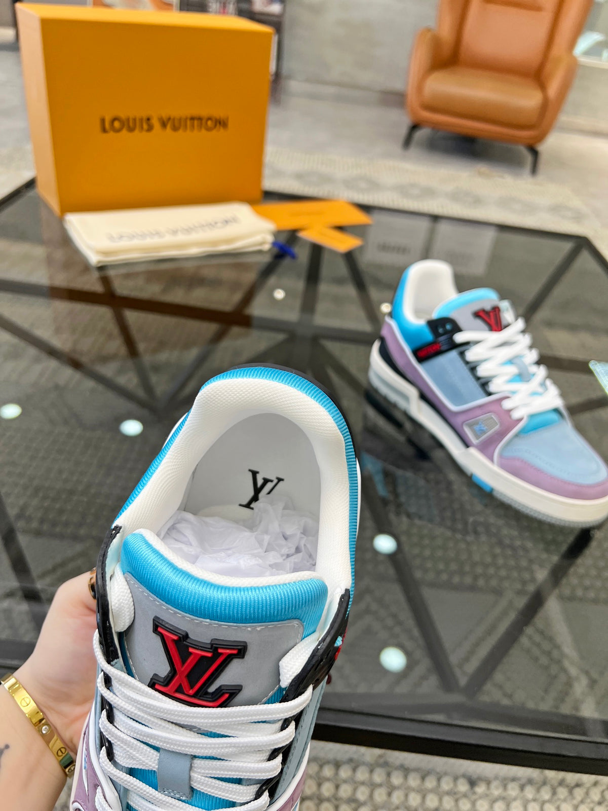 LV Trainer Sneaker 'Cyan Light Purple'