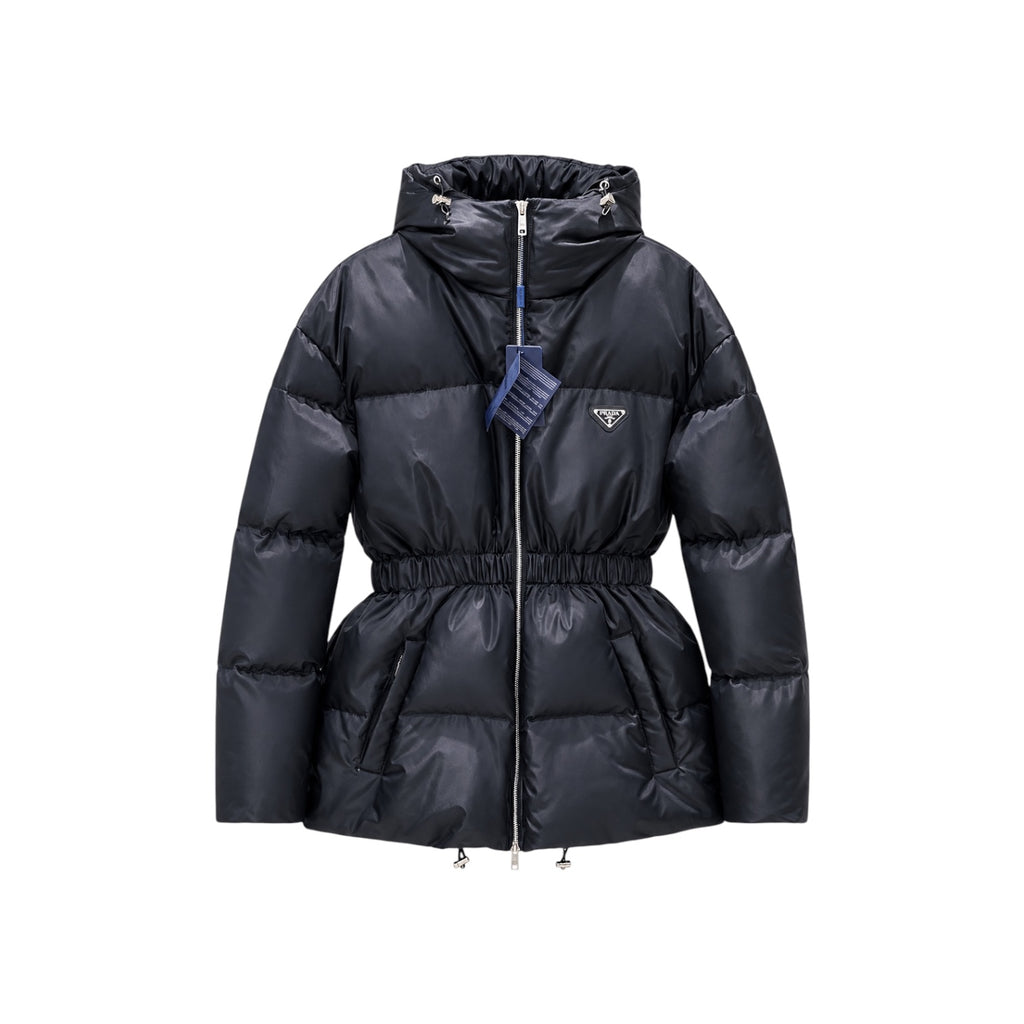 Prada Cinched Waist Hooded Down Jacket