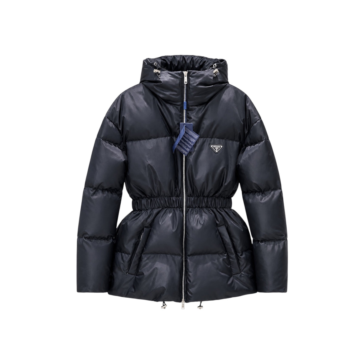Prada Cinched Waist Hooded Down Jacket