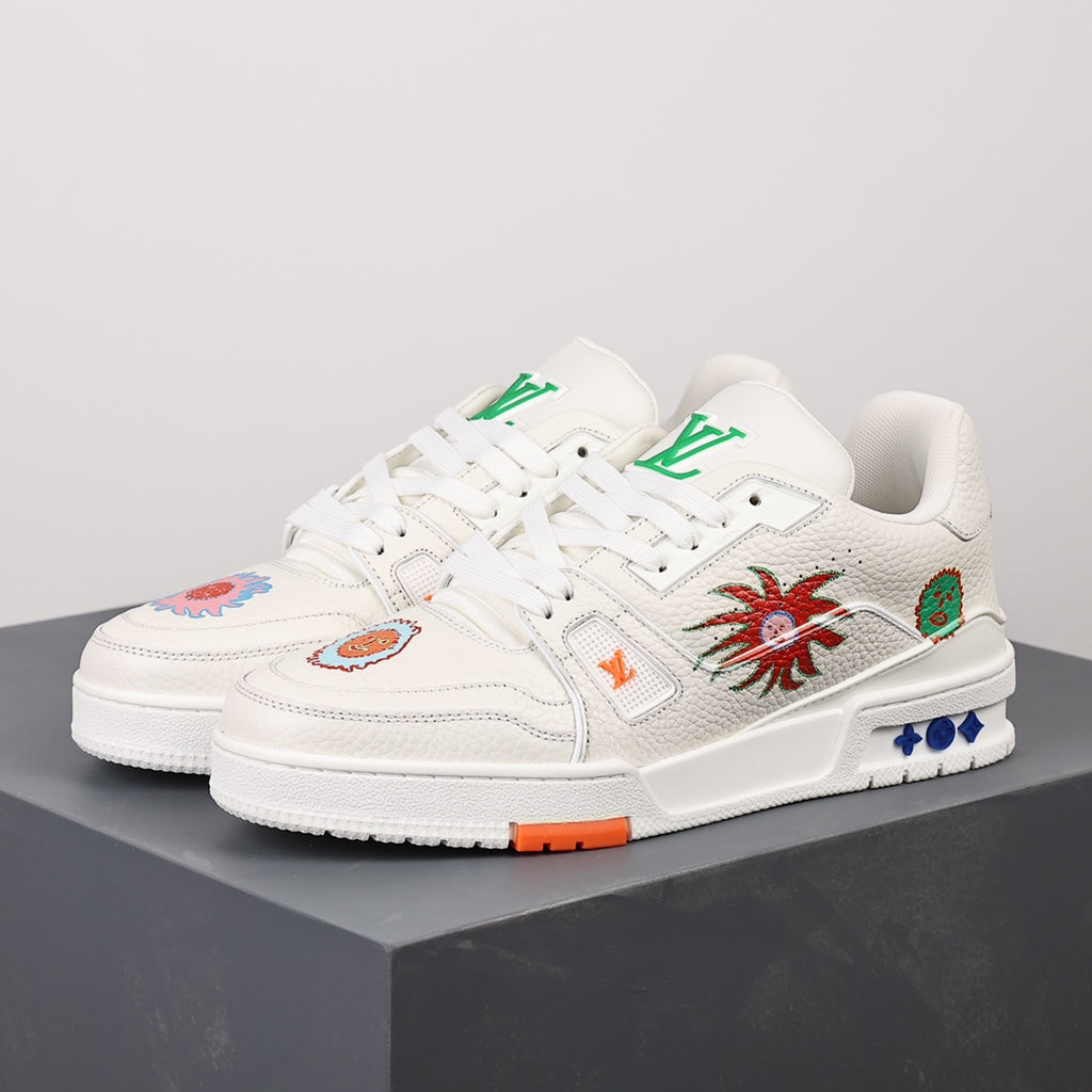 LV Trainer Sneaker 'Yayoi Kusama White Embroidered Faces'