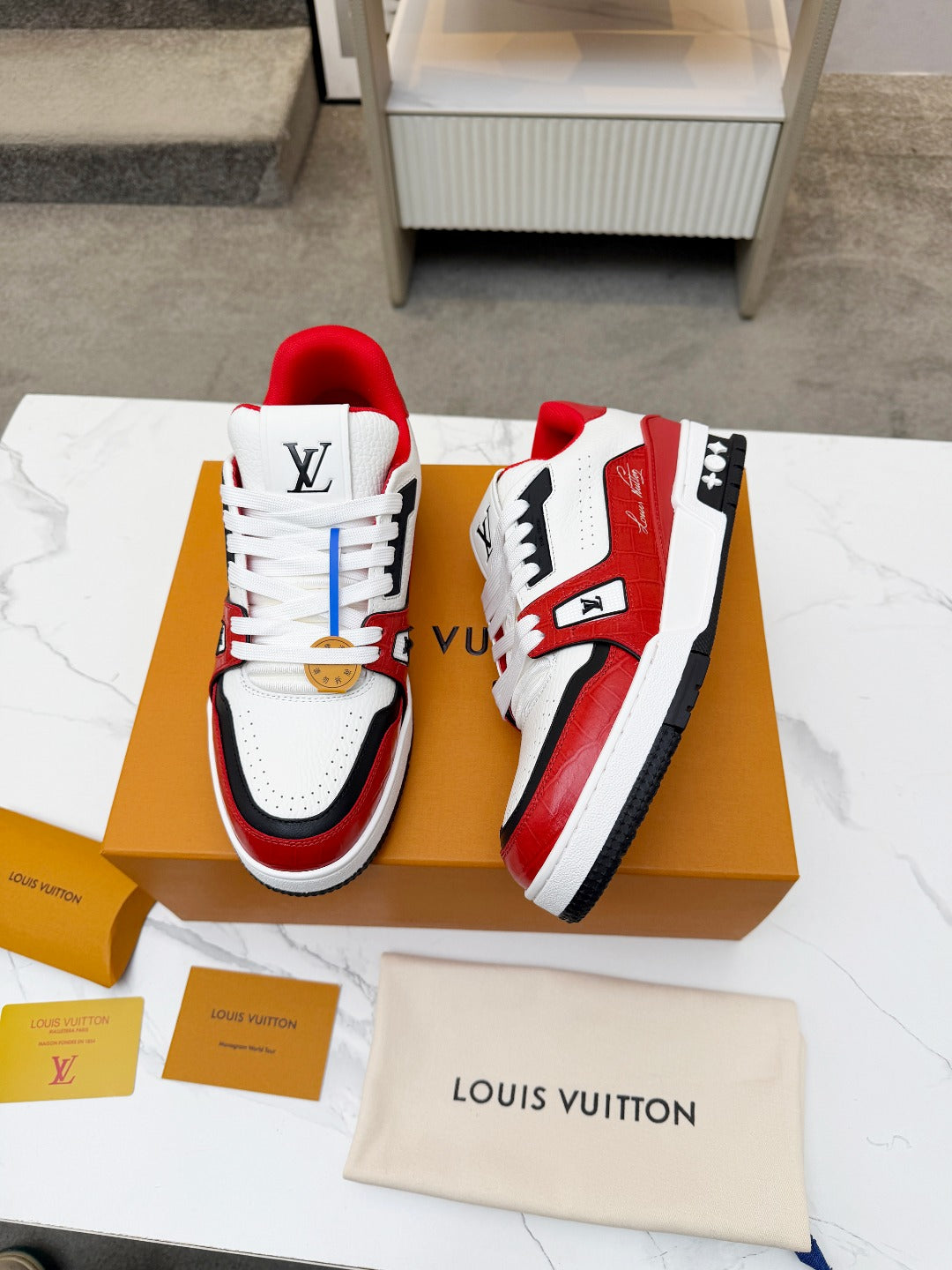 LV Trainer Sneaker 'White Red Black'